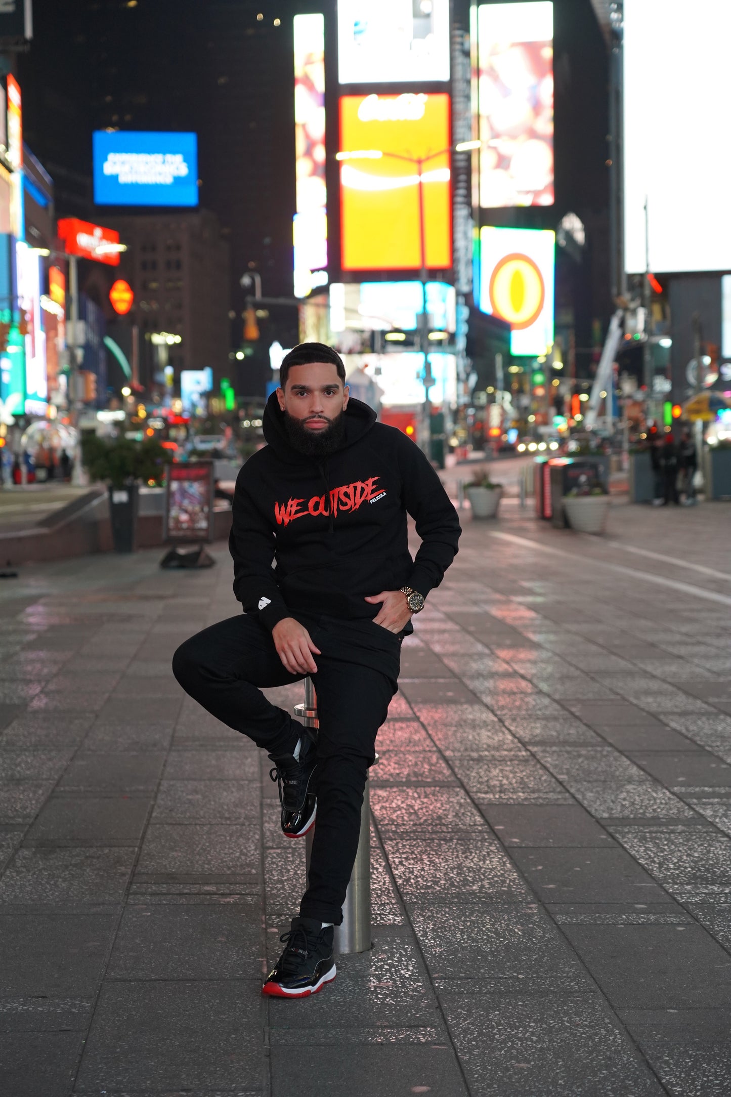 WE OUTSIDE BLACK & RED HOODIE