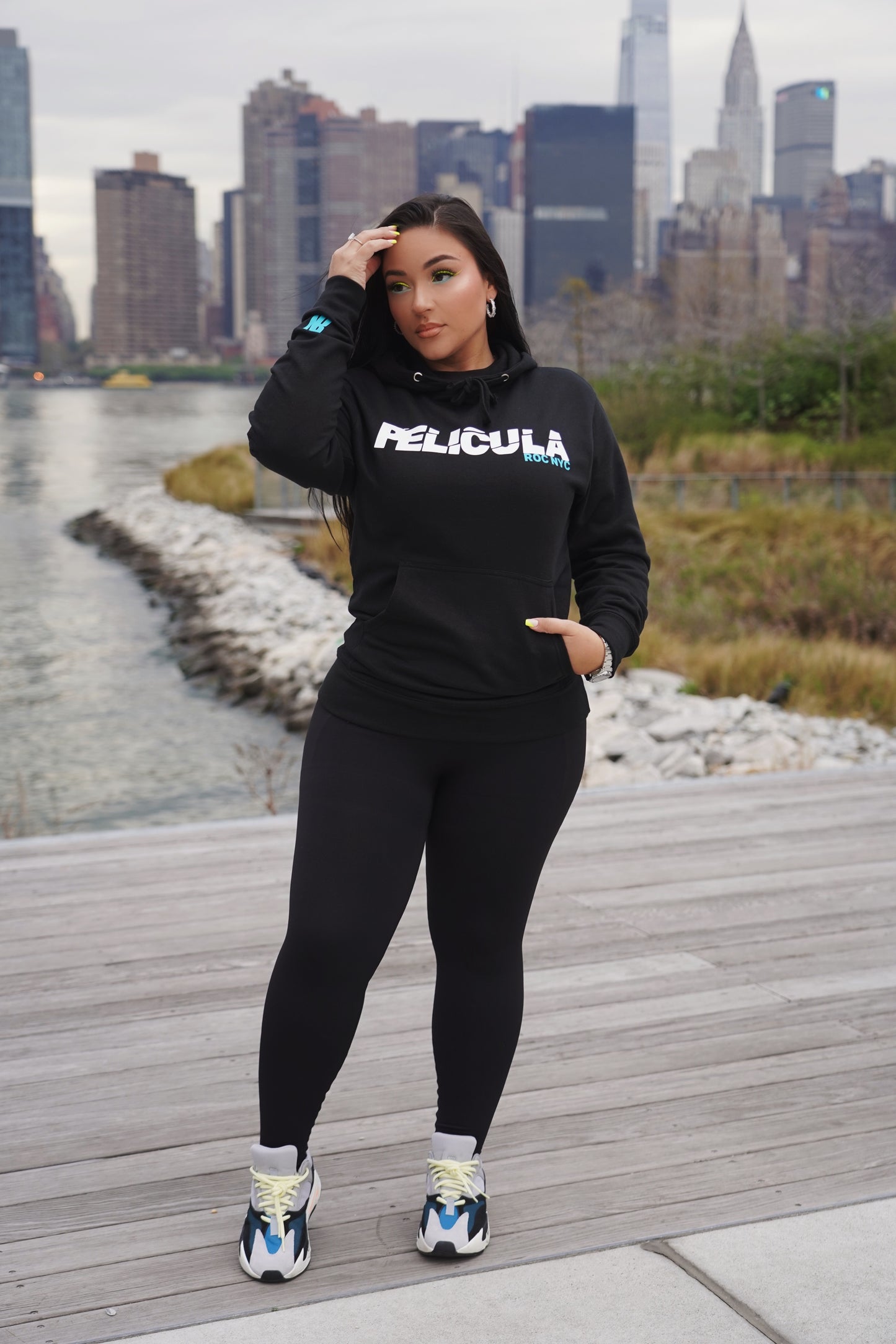 Black White & Tiffany Blue Hoodie